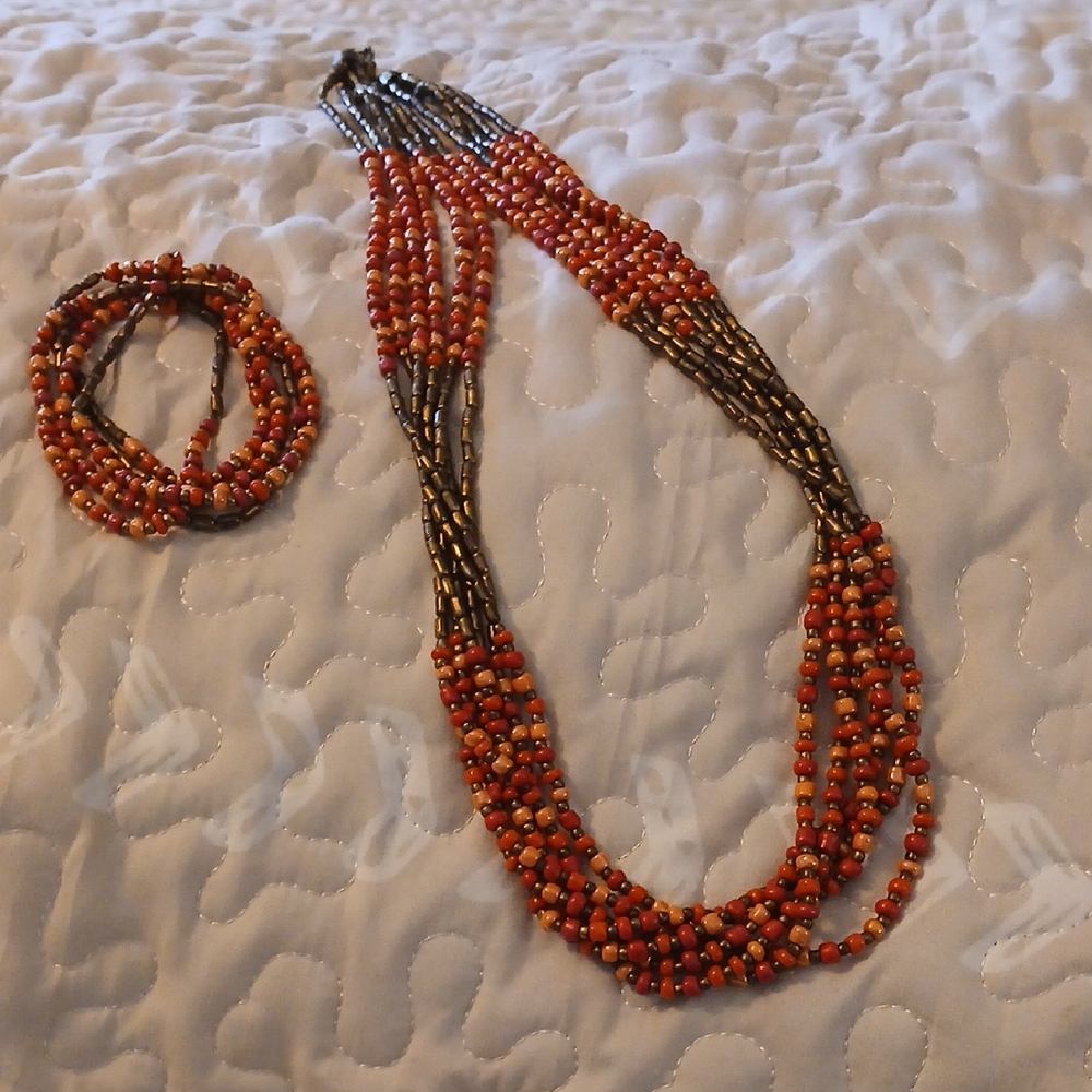 Chic Multicolor Beaded Necklace and Bracelet Set